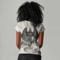 Nekhbet Egyptian Women V-Neck T-Shirt Vulture Goddess Mother of Protection Wings Claws Desert