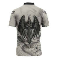 Nekhbet Egyptian Zipper Polo Shirt Vulture Goddess Mother of Protection Wings Claws Desert
