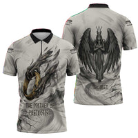 Nekhbet Egyptian Zipper Polo Shirt Vulture Goddess Mother of Protection Wings Claws Desert