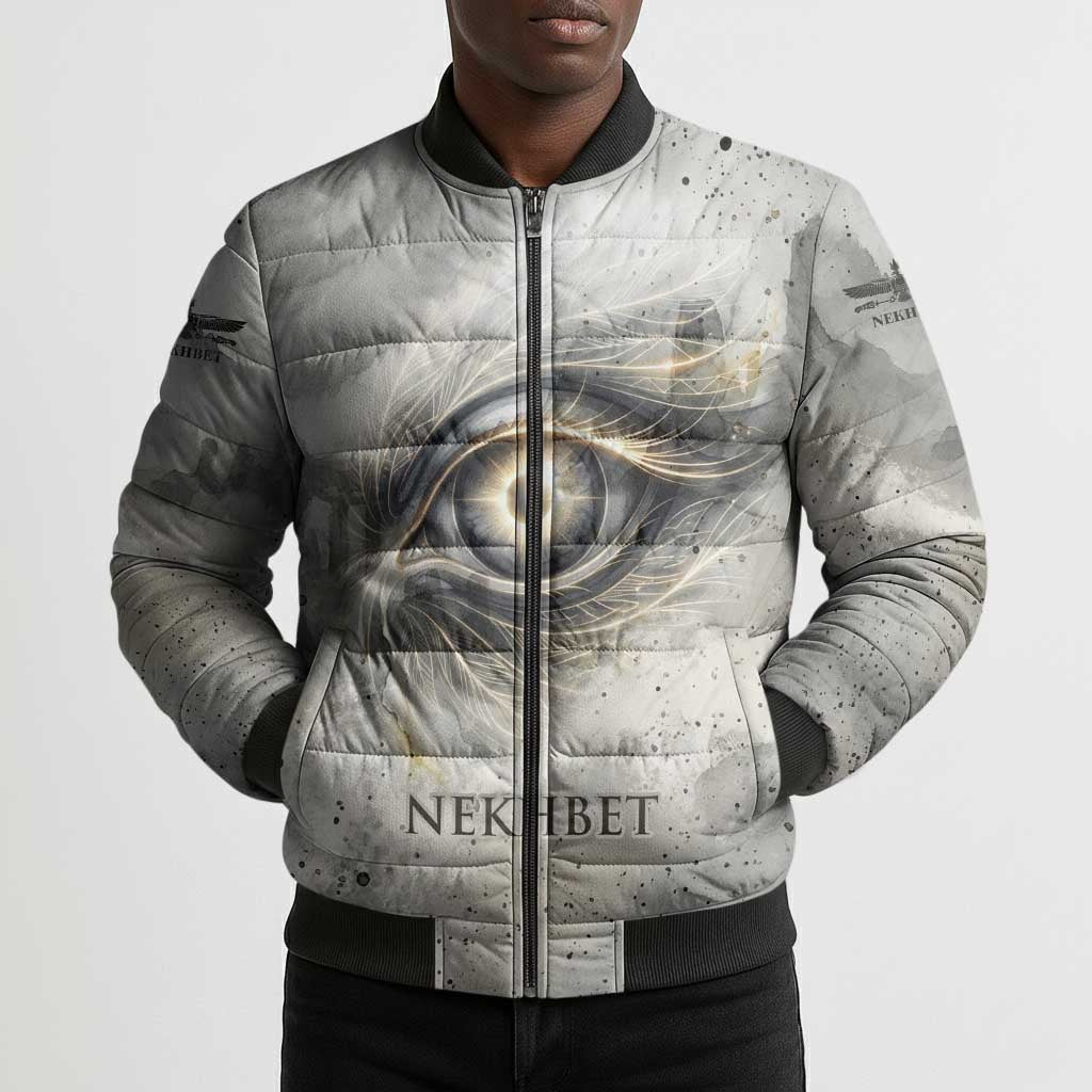 Nekhbet Bomber Puffer Jacket Vulture Goddess Eye of Protection Sovereign of Upper Egypt