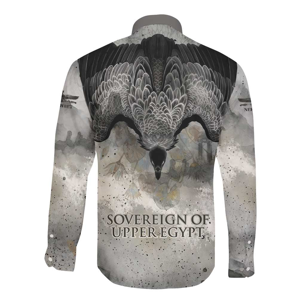 Nekhbet Long Sleeve Button Shirt Vulture Goddess Eye of Protection Sovereign of Upper Egypt