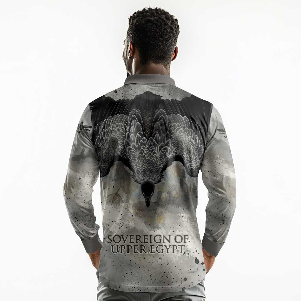Nekhbet Long Sleeve Polo Shirt Vulture Goddess Eye of Protection Sovereign of Upper Egypt