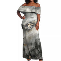 Nekhbet Off Shoulder Maxi Dress Vulture Goddess Eye of Protection Sovereign of Upper Egypt