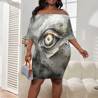 Nekhbet Off Shoulder Short Dress Vulture Goddess Eye of Protection Sovereign of Upper Egypt