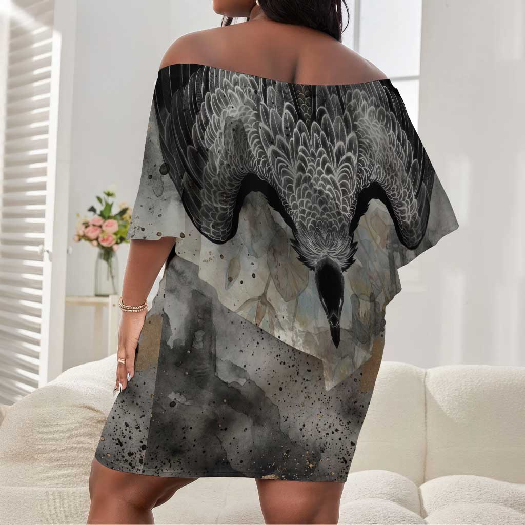 Nekhbet Off Shoulder Short Dress Vulture Goddess Eye of Protection Sovereign of Upper Egypt