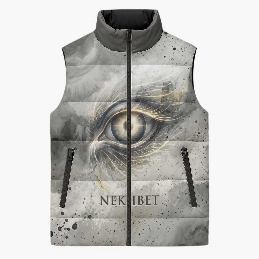 Nekhbet Sleeveless Puffer Jacket Vulture Goddess Eye of Protection Sovereign of Upper Egypt