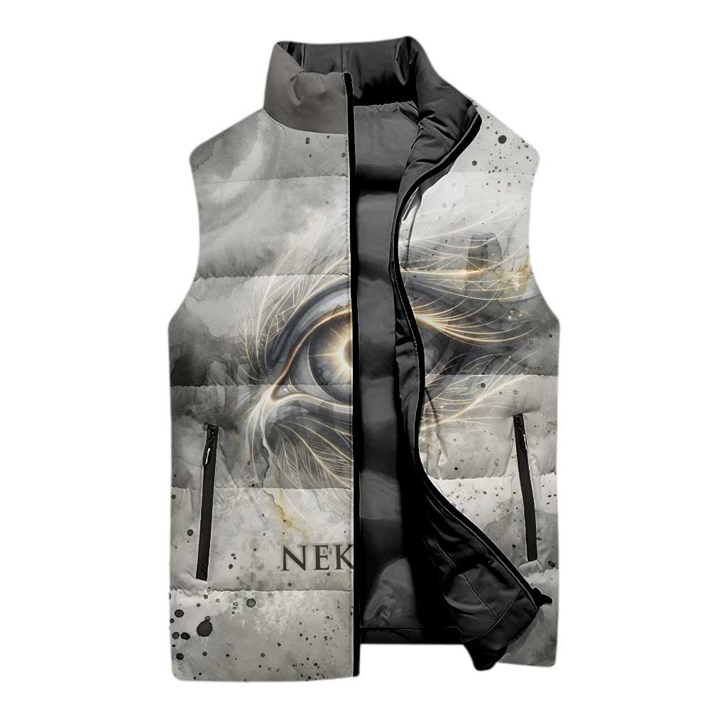 Nekhbet Sleeveless Puffer Jacket Vulture Goddess Eye of Protection Sovereign of Upper Egypt