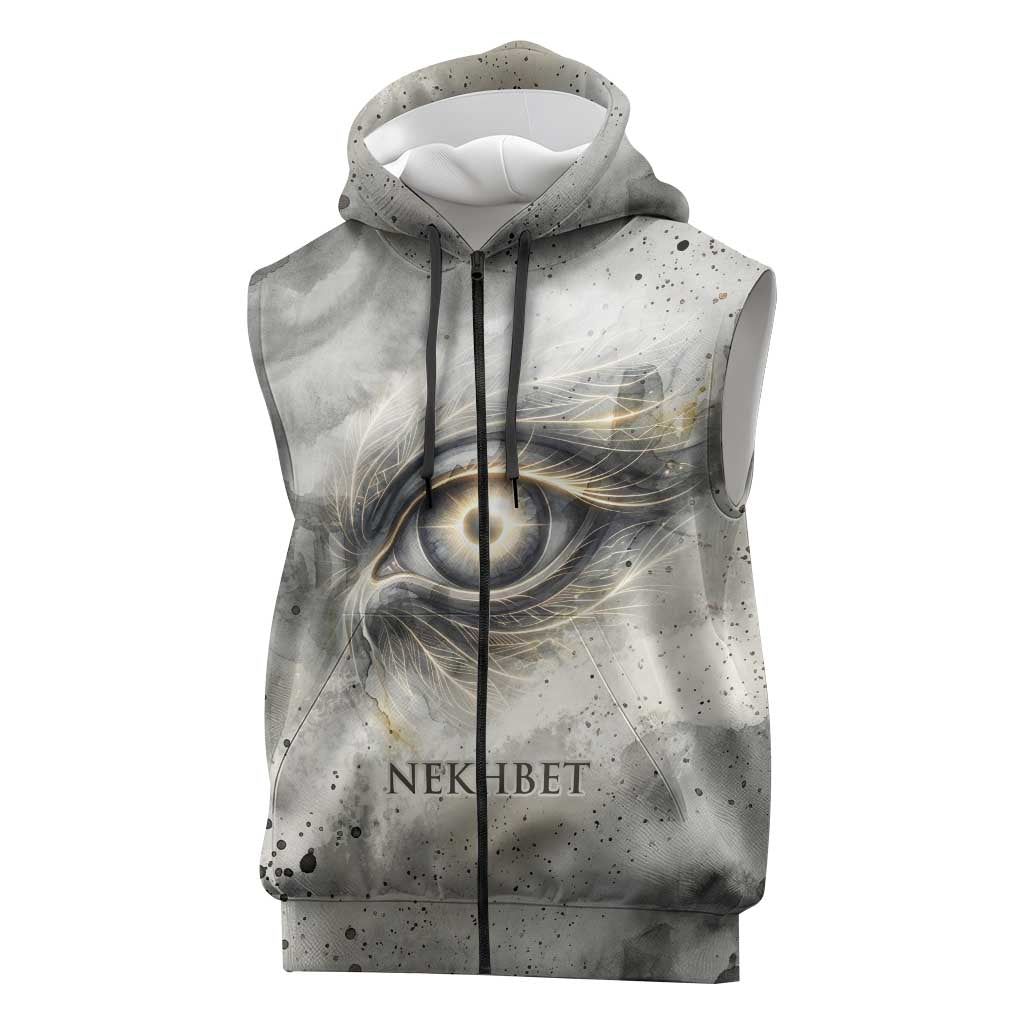 Nekhbet Sleeveless Zip Hoodie Vulture Goddess Eye of Protection Sovereign of Upper Egypt