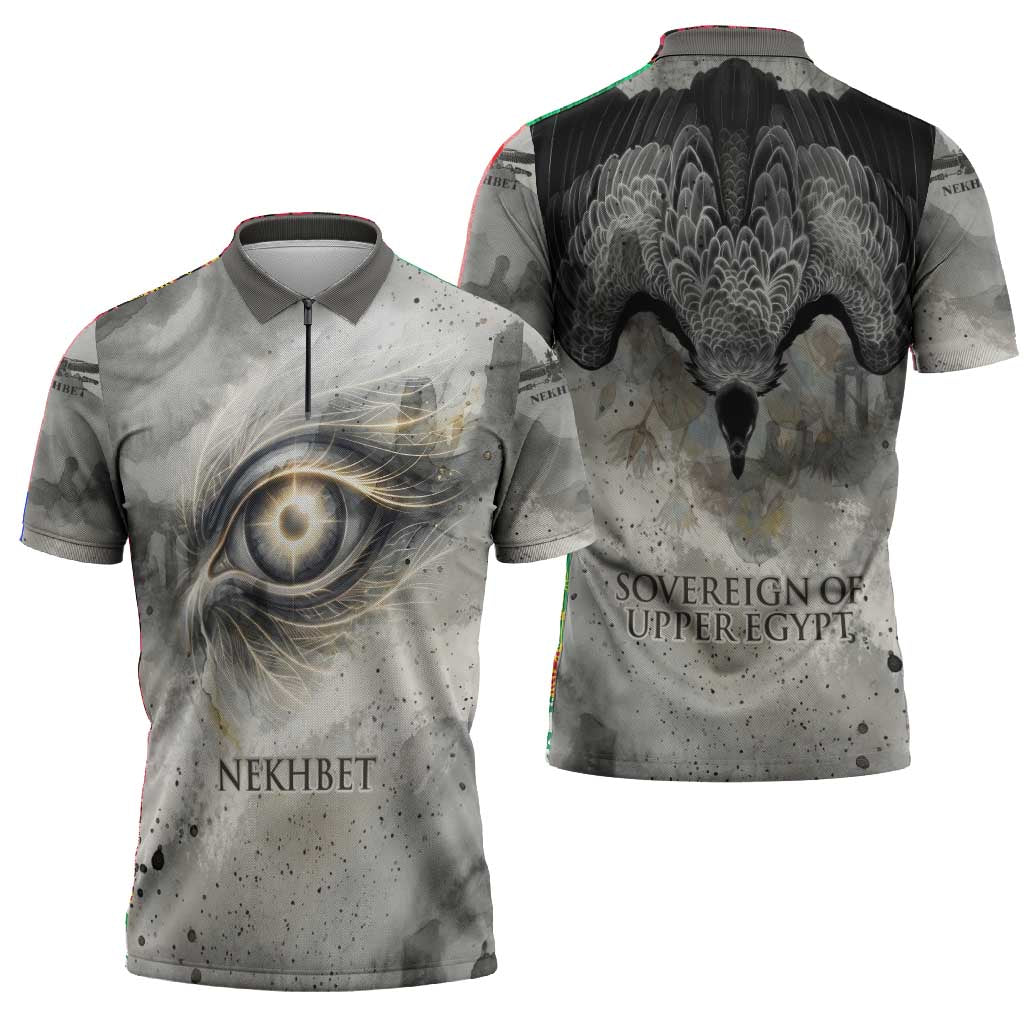 Nekhbet Zipper Polo Shirt Vulture Goddess Eye of Protection Sovereign of Upper Egypt
