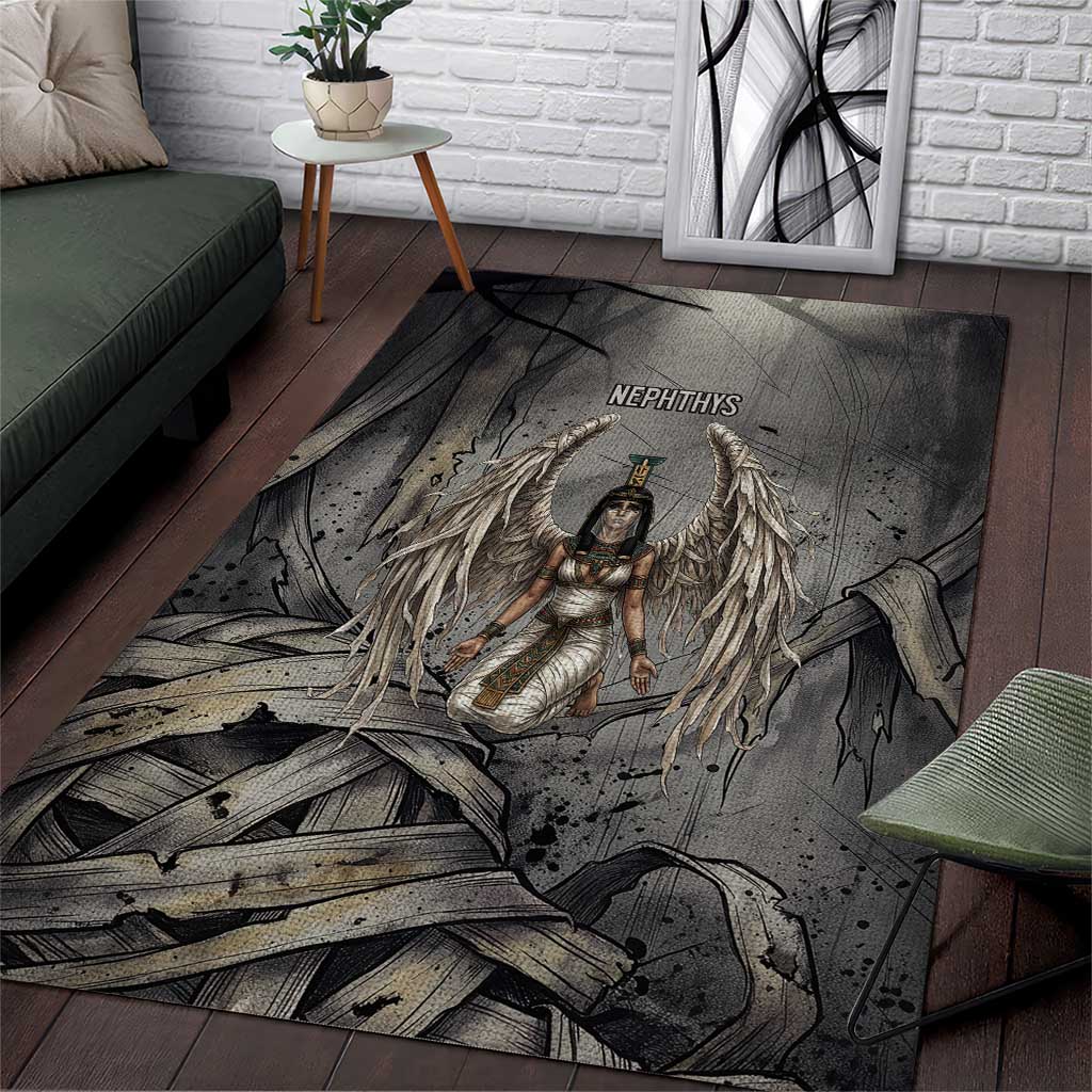 Nephthys Area Rug Mistress of the House Egyptian Goddess Wings