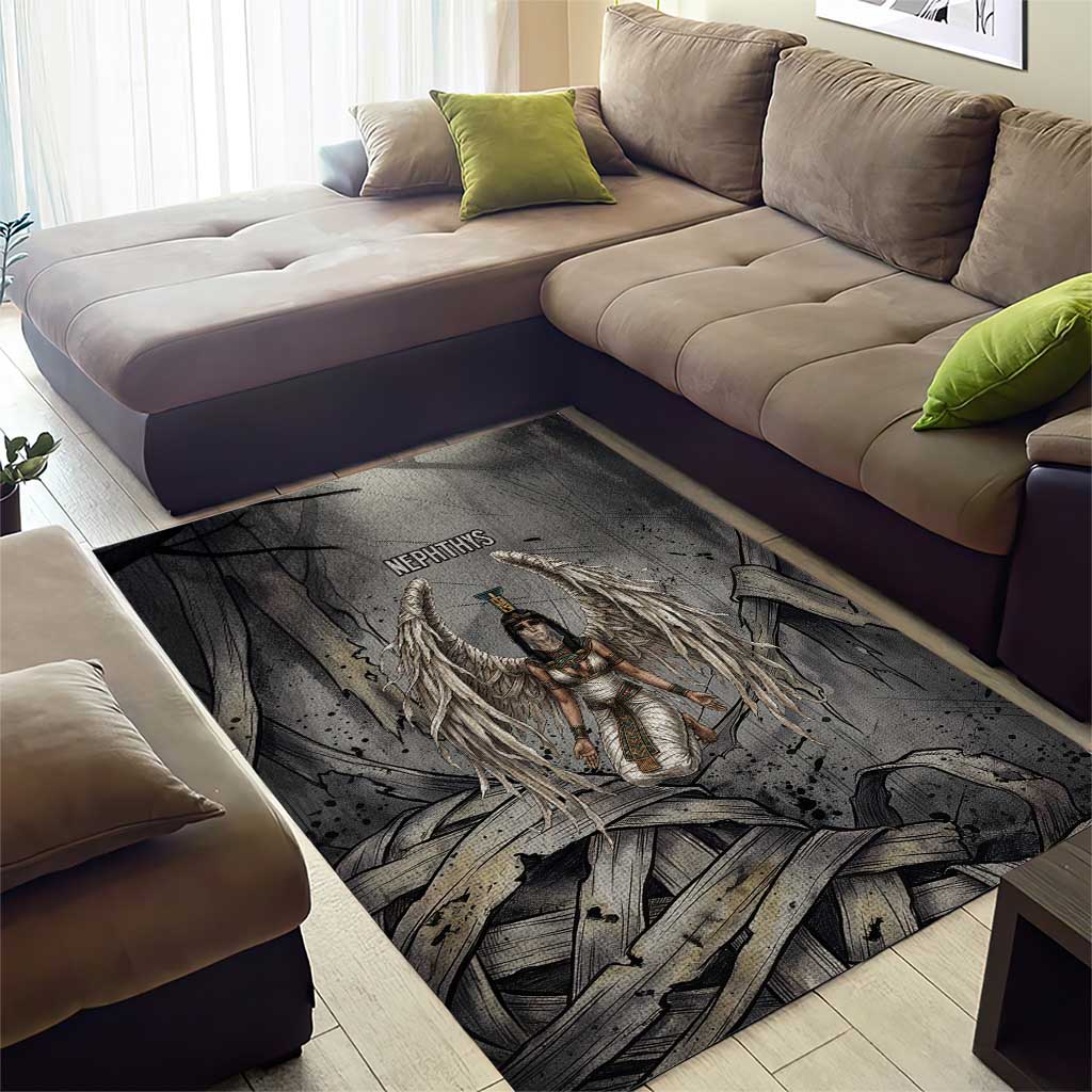 Nephthys Area Rug Mistress of the House Egyptian Goddess Wings