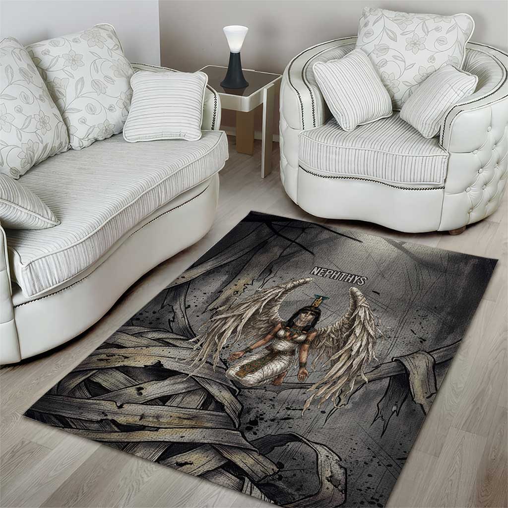 Nephthys Area Rug Mistress of the House Egyptian Goddess Wings