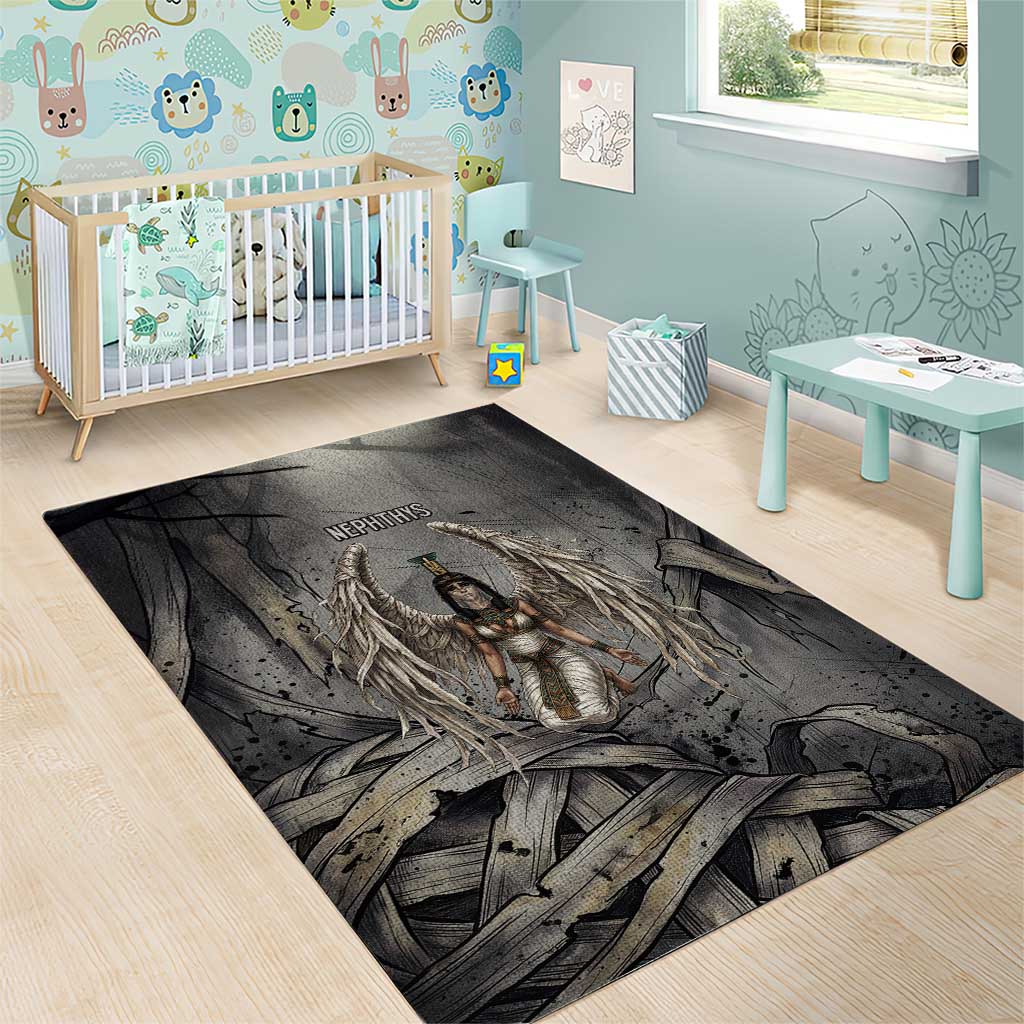 Nephthys Area Rug Mistress of the House Egyptian Goddess Wings