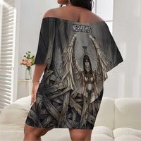 Nephthys Off Shoulder Short Dress Mistress of the House Egyptian Goddess Wings