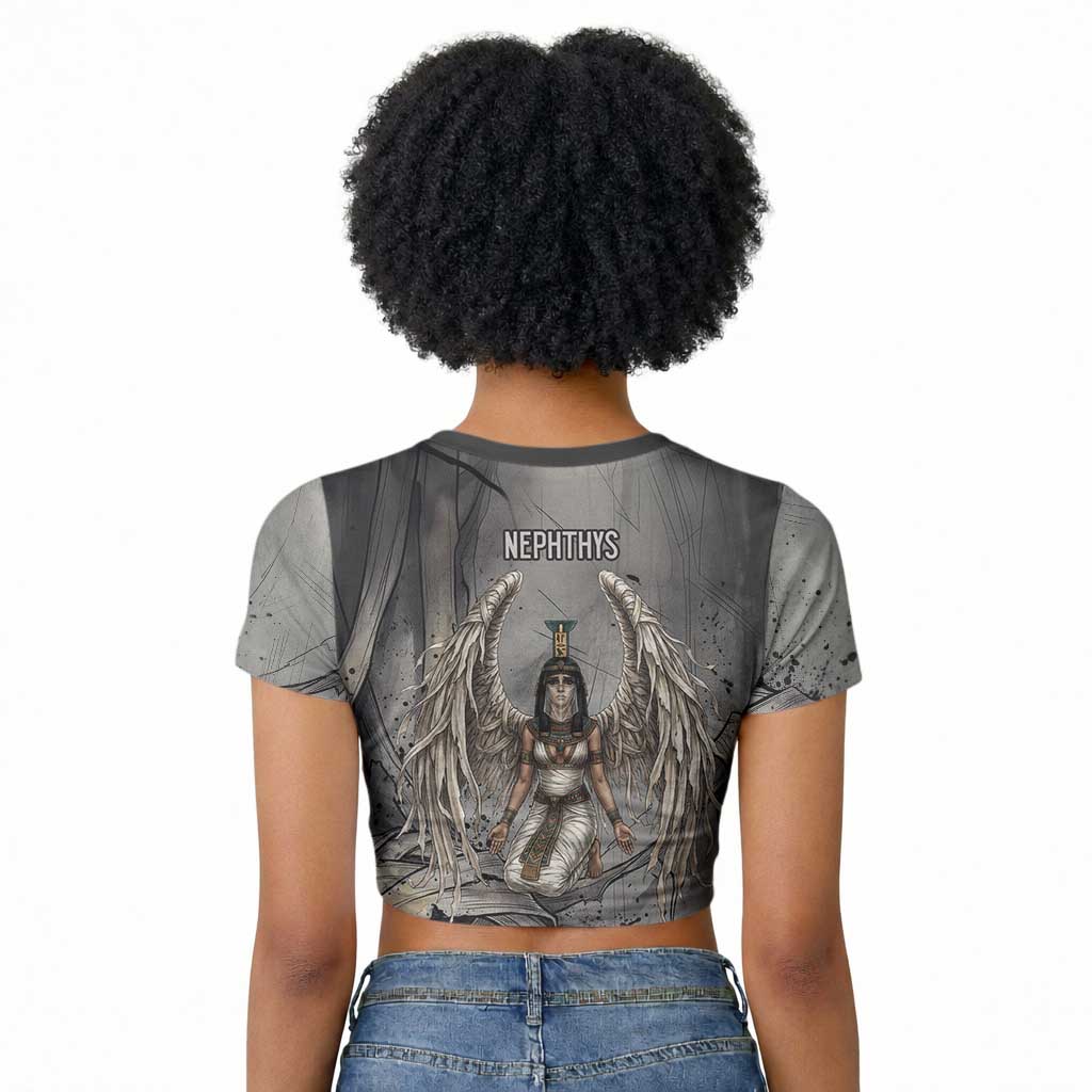 Nephthys Raglan Cropped T shirt Mistress of the House Egyptian Goddess Wings