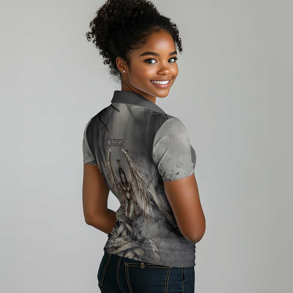 Nephthys Women Polo Shirt Mistress of the House Egyptian Goddess Wings