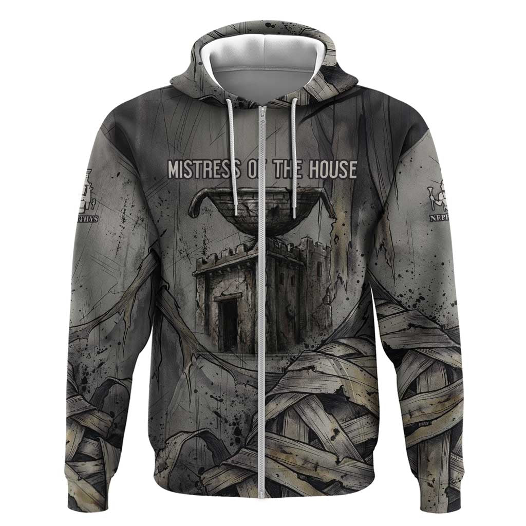 Nephthys Zip Hoodie Mistress of the House Egyptian Goddess Wings