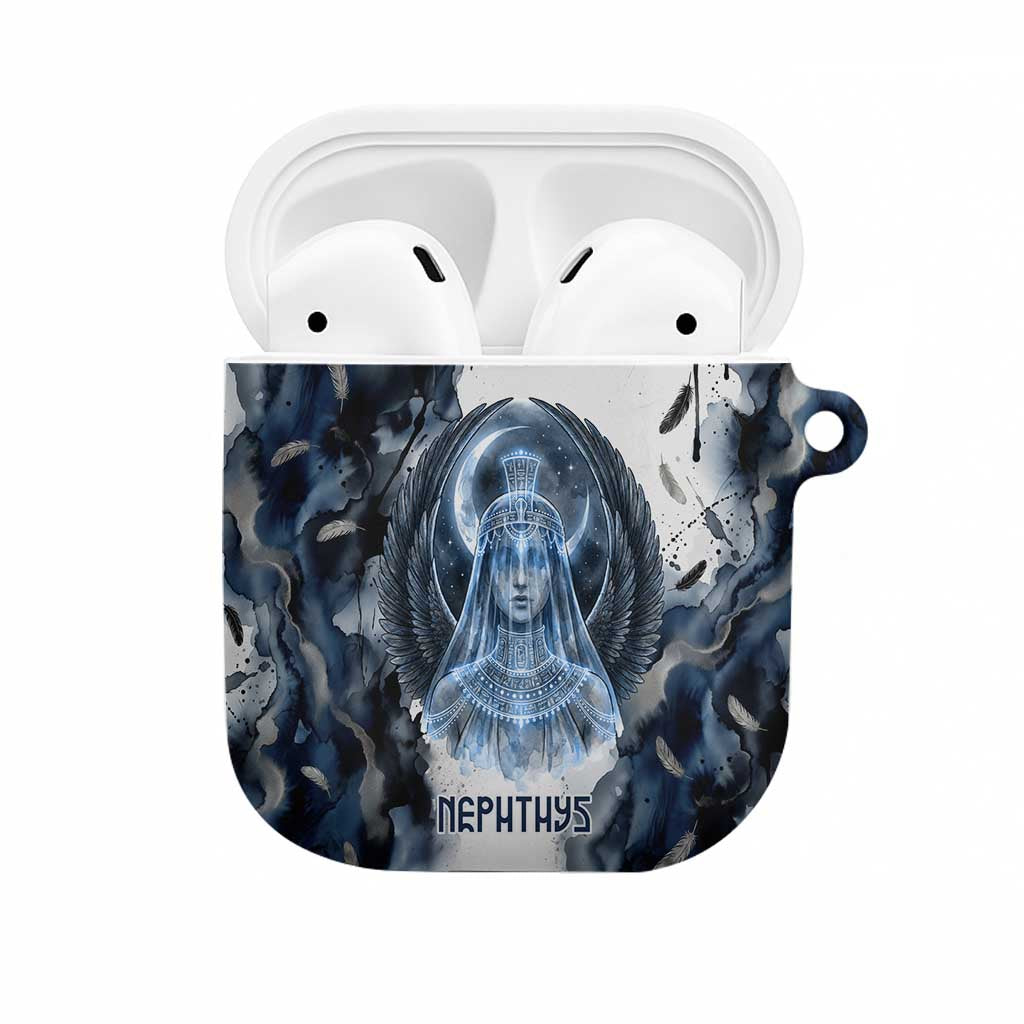 Nephthys Egyptian AirPods Case The Dark Sister Falcon Wings Moon Veil