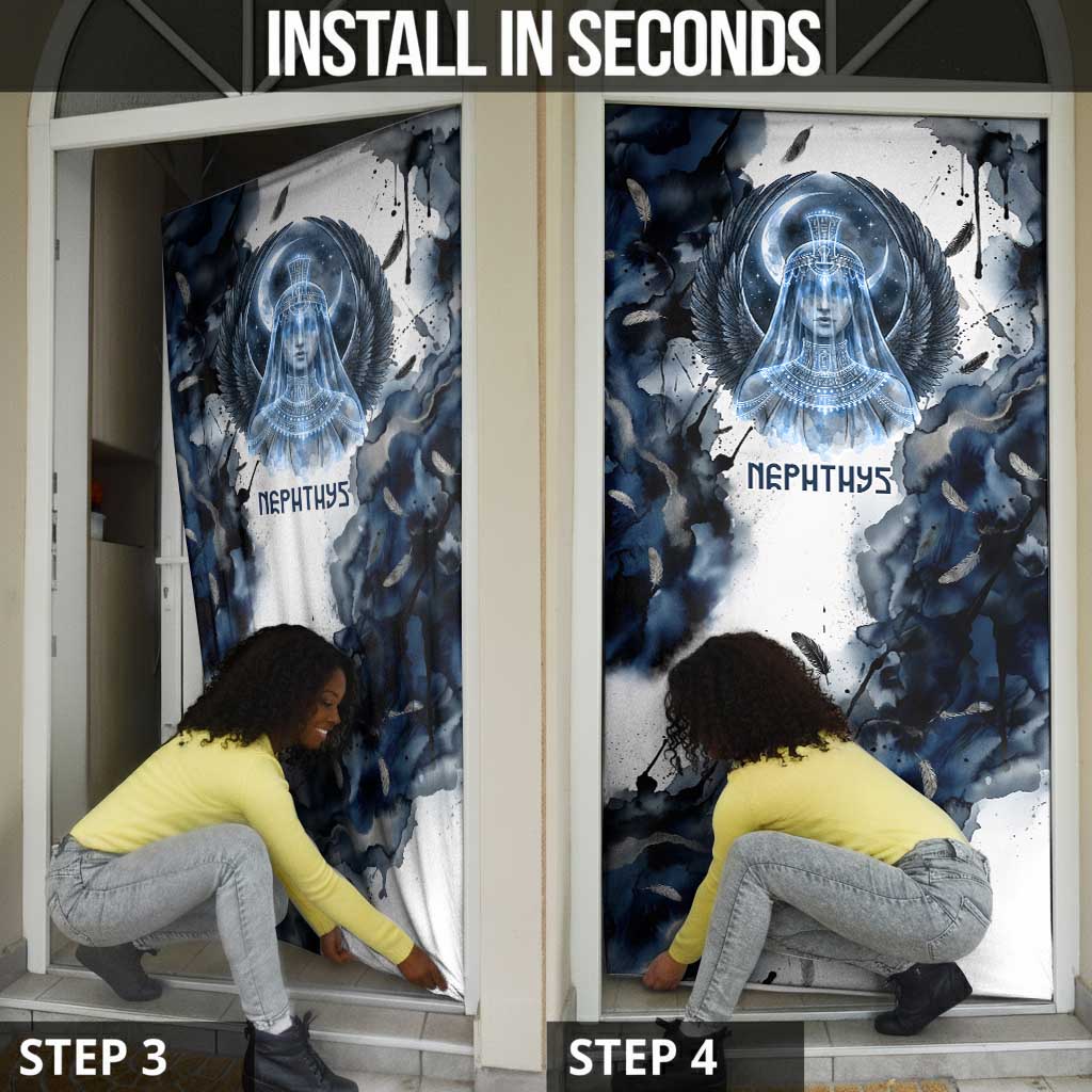 Nephthys Egyptian Door Cover The Dark Sister Falcon Wings Moon Veil