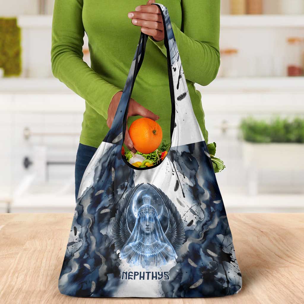 Nephthys Egyptian Grocery Bag The Dark Sister Falcon Wings Moon Veil