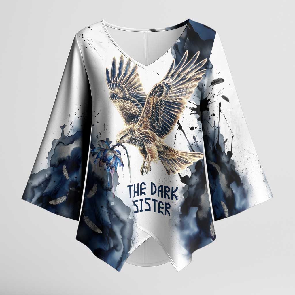 Nephthys Egyptian Kimono Sleeve Blouse The Dark Sister Falcon Wings Moon Veil