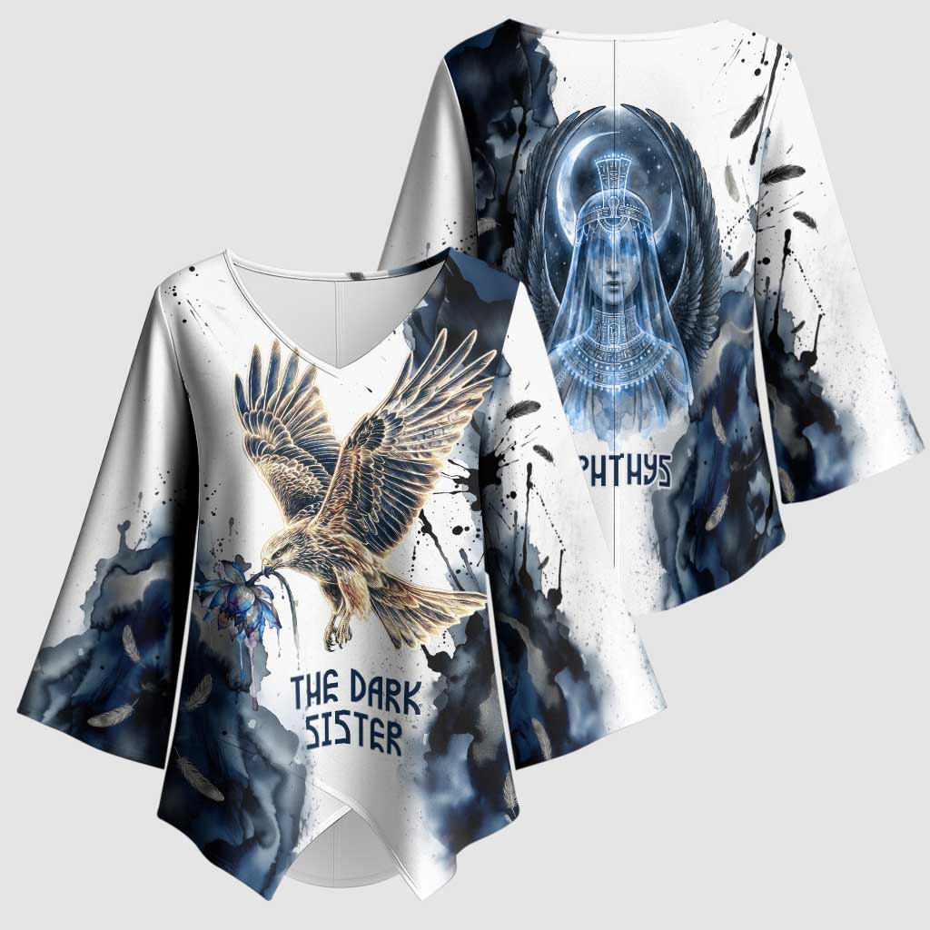 Nephthys Egyptian Kimono Sleeve Blouse The Dark Sister Falcon Wings Moon Veil
