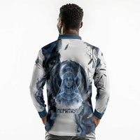 Nephthys Egyptian Long Sleeve Polo Shirt The Dark Sister Falcon Wings Moon Veil