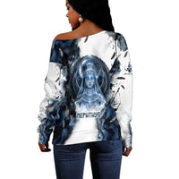 Nephthys Egyptian Off Shoulder Sweater The Dark Sister Falcon Wings Moon Veil