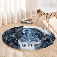 Nephthys Egyptian Round Carpet The Dark Sister Falcon Wings Moon Veil