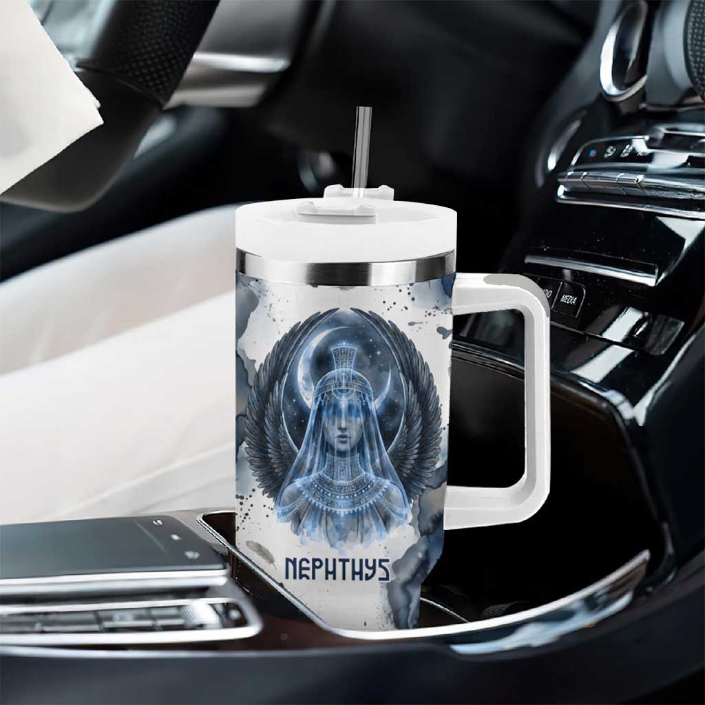 Nephthys Egyptian Tumbler With Handle The Dark Sister Falcon Wings Moon Veil