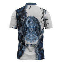 Nephthys Egyptian Zipper Polo Shirt The Dark Sister Falcon Wings Moon Veil