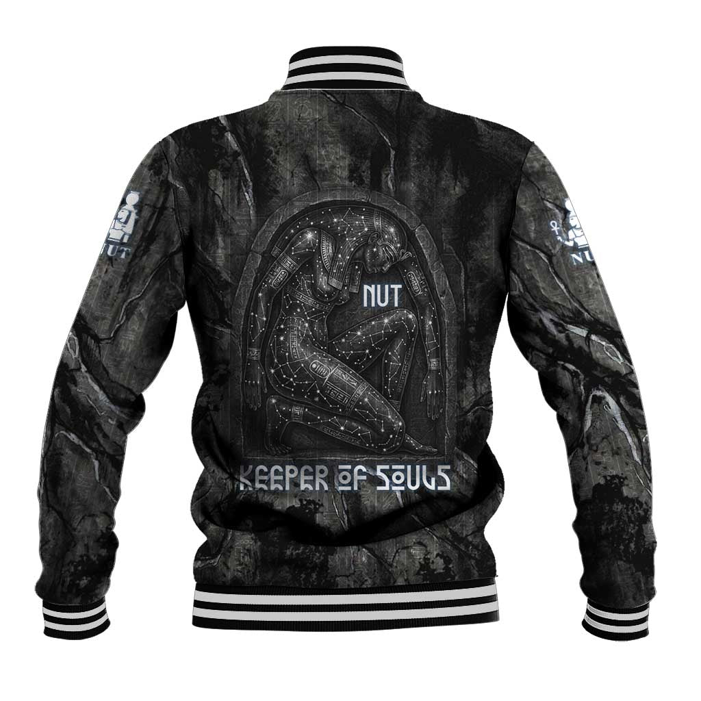Nut Baseball Jacket Egyptian Keeper of Souls Celestial Stairway Ascension Path Cosmic Goddess of the Night Sky