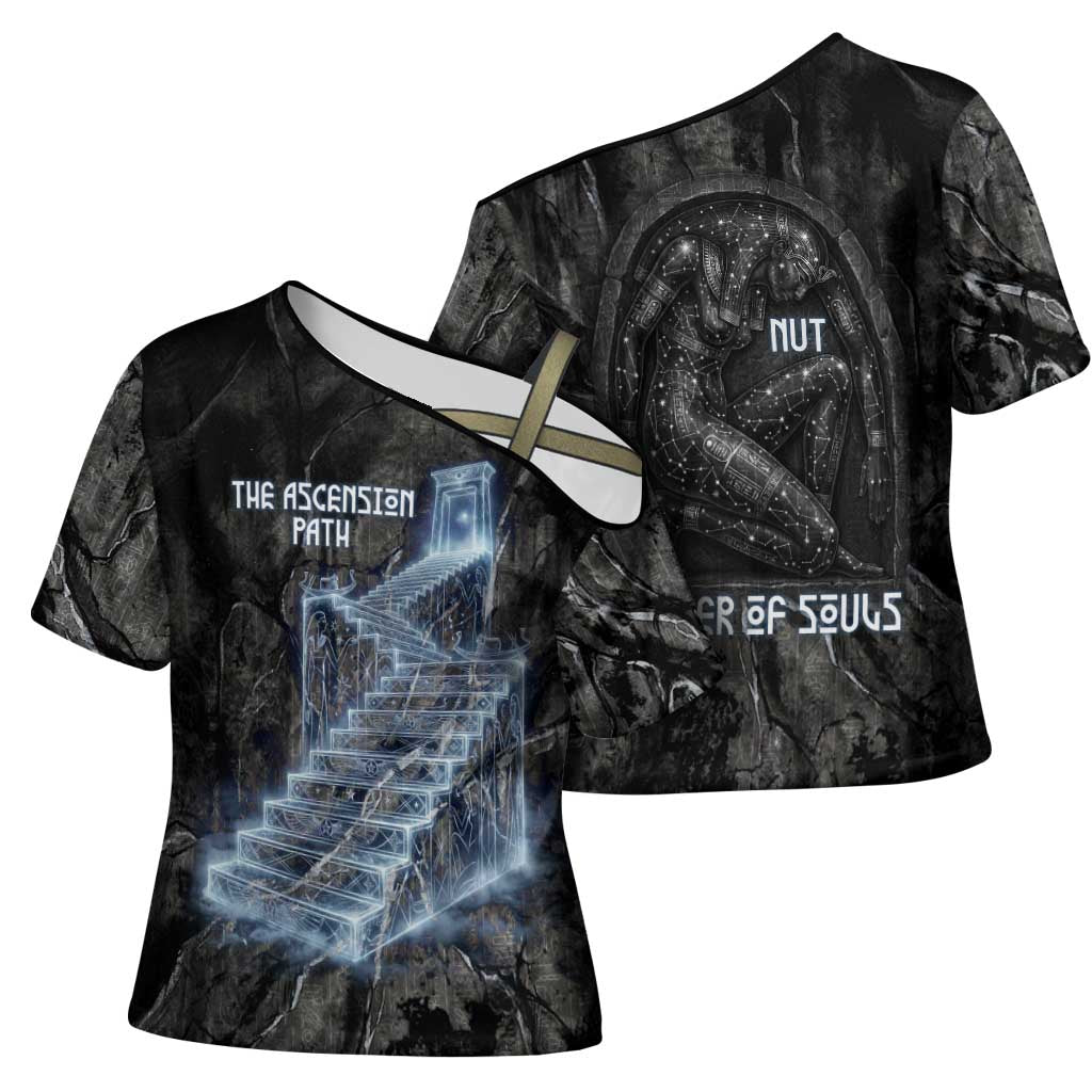 Nut Cross Shoulder Shirt Egyptian Keeper of Souls Celestial Stairway Ascension Path Cosmic Goddess of the Night Sky