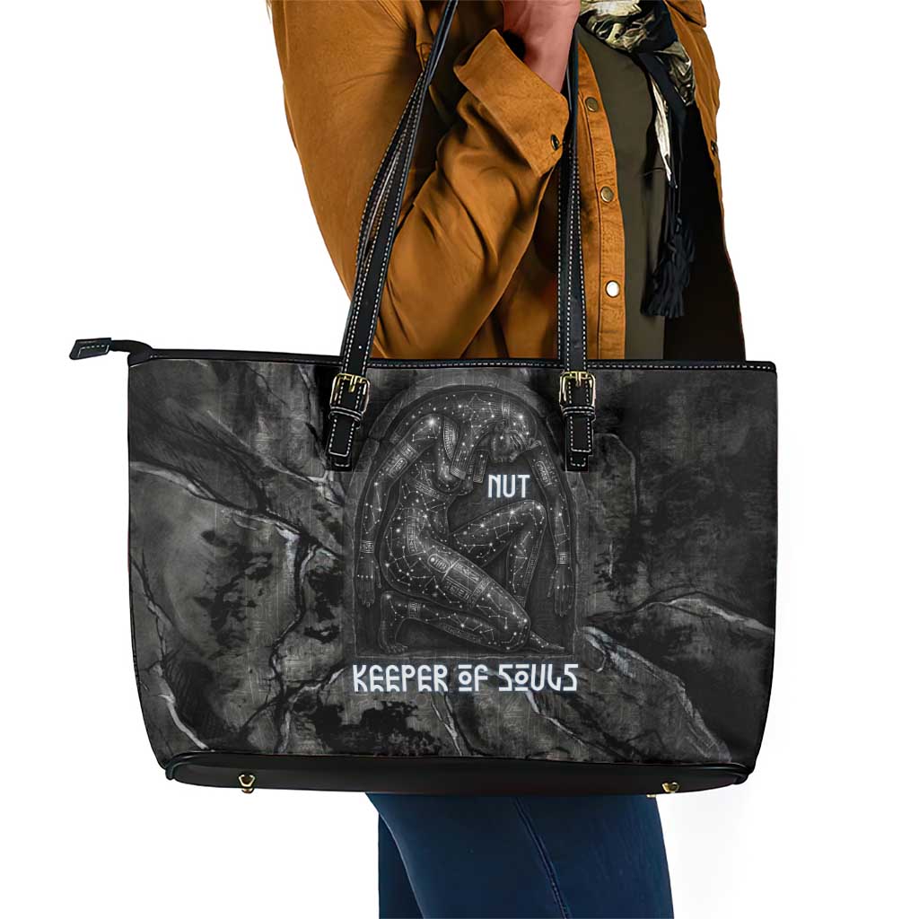 Nut Leather Tote Bag Egyptian Keeper of Souls Celestial Stairway Ascension Path Cosmic Goddess of the Night Sky