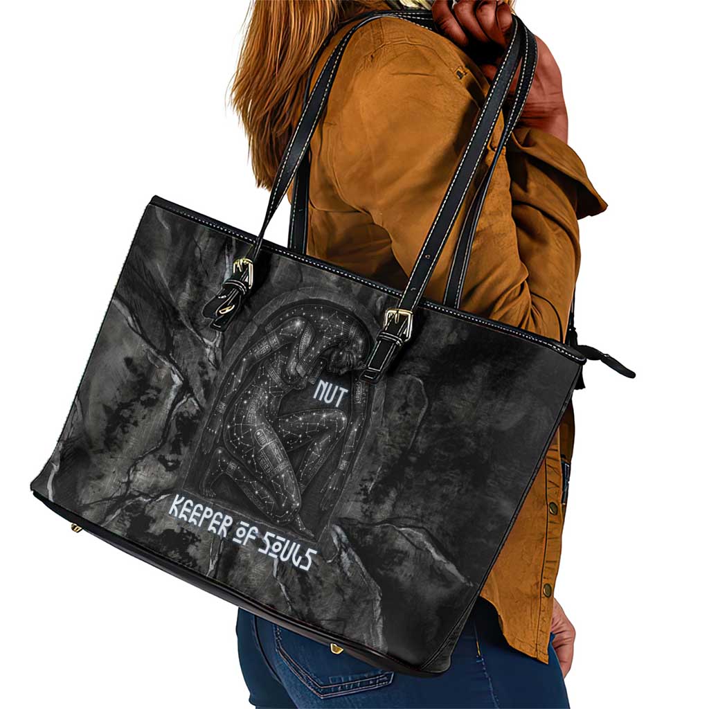 Nut Leather Tote Bag Egyptian Keeper of Souls Celestial Stairway Ascension Path Cosmic Goddess of the Night Sky