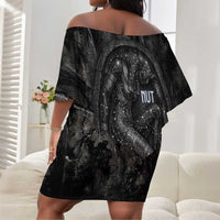 Nut Off Shoulder Short Dress Egyptian Keeper of Souls Celestial Stairway Ascension Path Cosmic Goddess of the Night Sky