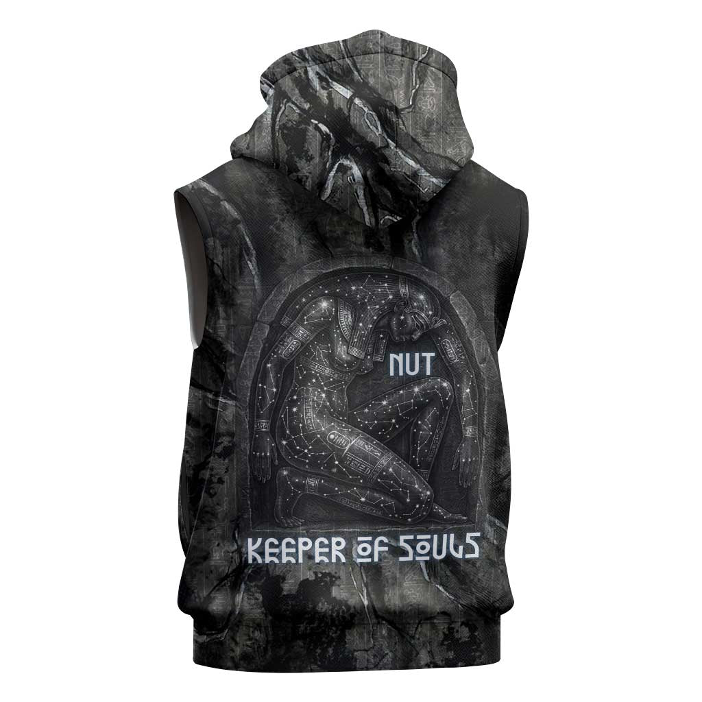 Nut Sleeveless Zip Hoodie Egyptian Keeper of Souls Celestial Stairway Ascension Path Cosmic Goddess of the Night Sky
