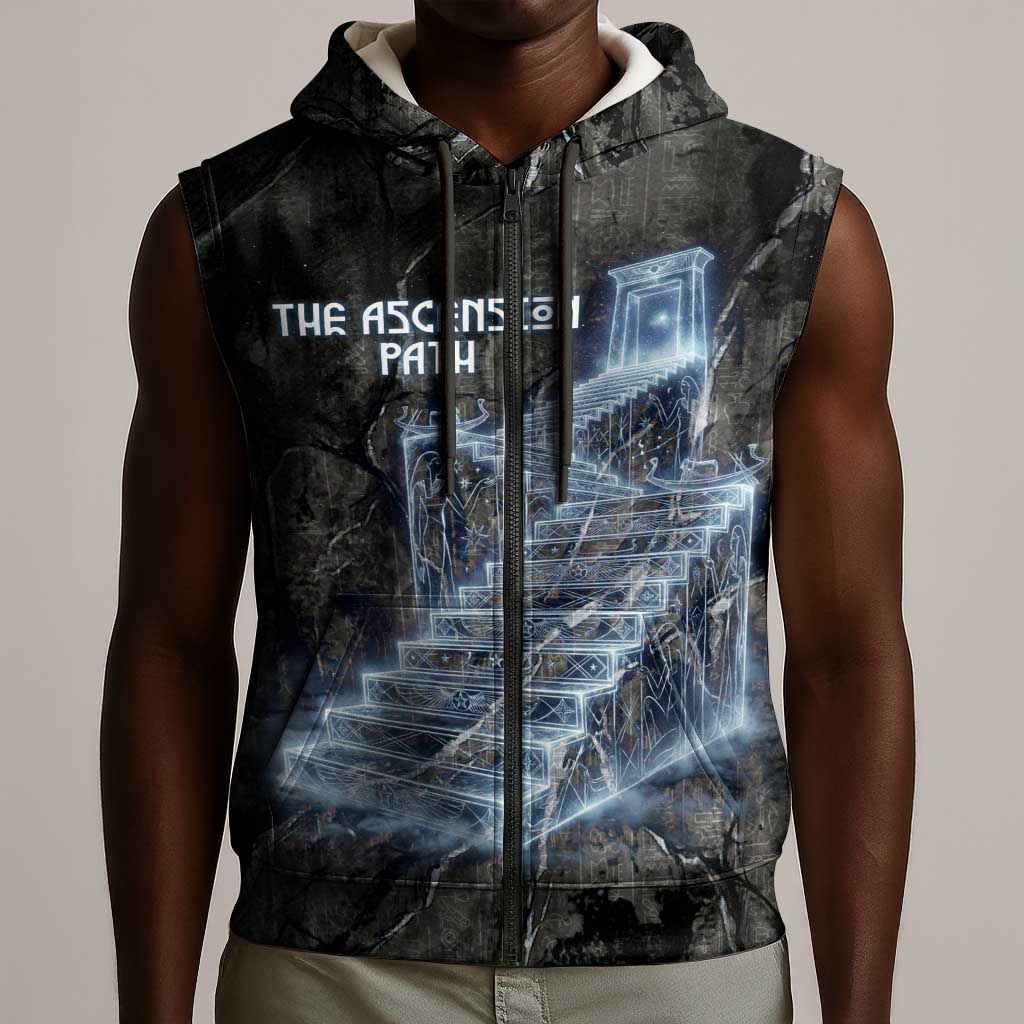 Nut Sleeveless Zip Hoodie Egyptian Keeper of Souls Celestial Stairway Ascension Path Cosmic Goddess of the Night Sky