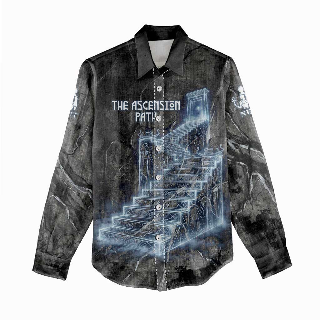 Nut Women Casual Shirt Egyptian Keeper of Souls Celestial Stairway Ascension Path Cosmic Goddess of the Night Sky