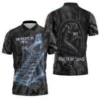 Nut Zipper Polo Shirt Egyptian Keeper of Souls Celestial Stairway Ascension Path Cosmic Goddess of the Night Sky
