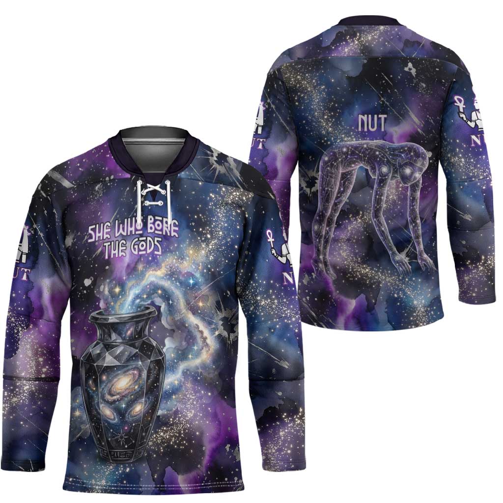 Nut Egyptian Hockey Jersey She Who Bore the Gods Galactic Vessel Cosmic Goddess Star Map