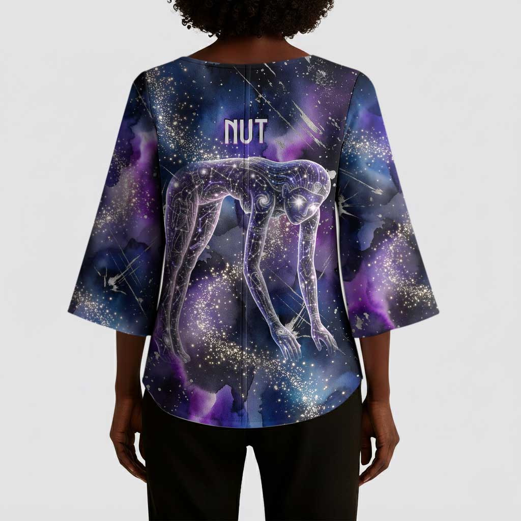 Nut Egyptian Kimono Sleeve Blouse She Who Bore the Gods Galactic Vessel Cosmic Goddess Star Map