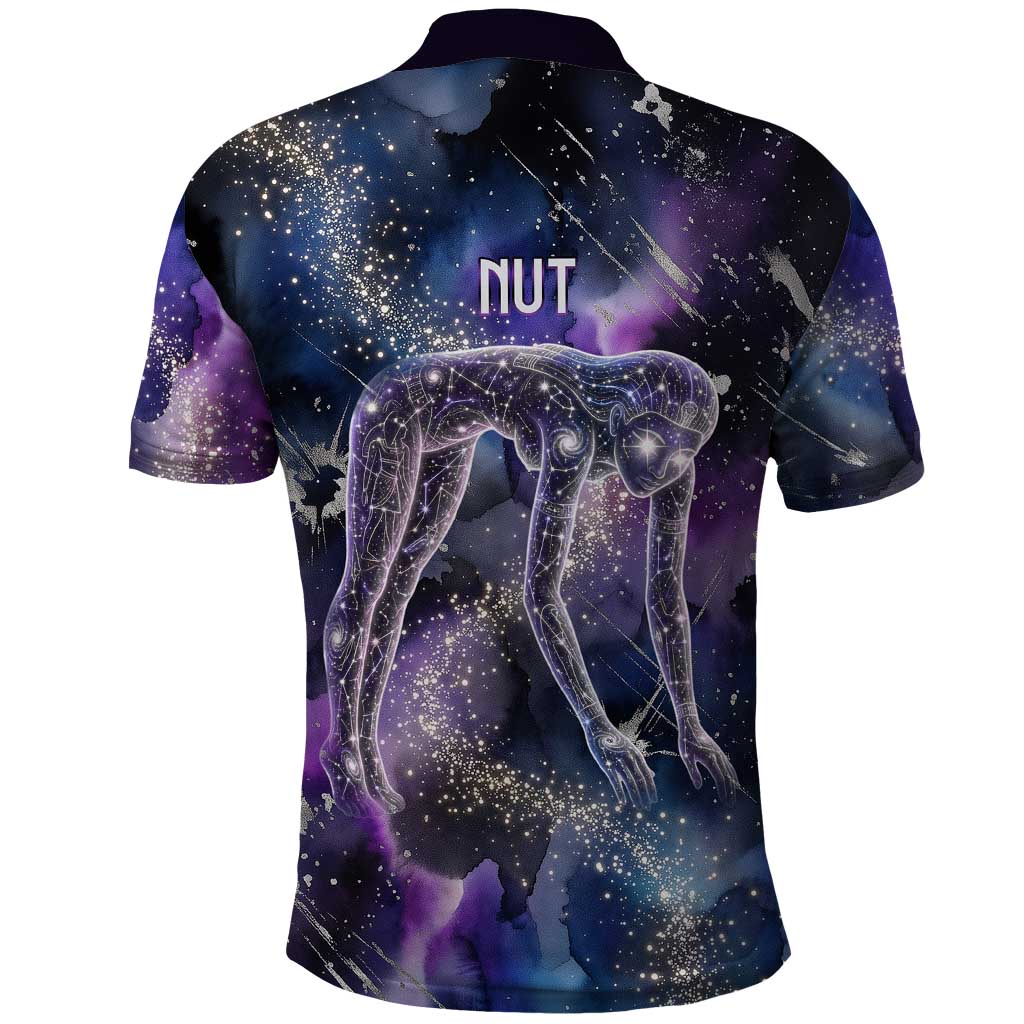 Nut Egyptian Polo Shirt She Who Bore the Gods Galactic Vessel Cosmic Goddess Star Map