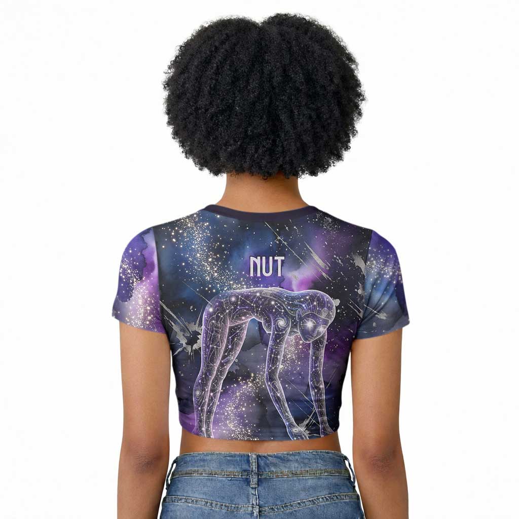 Nut Egyptian Raglan Cropped T shirt She Who Bore the Gods Galactic Vessel Cosmic Goddess Star Map