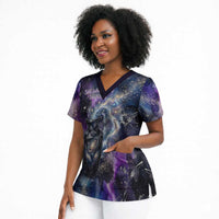 Nut Egyptian Scrub Top She Who Bore the Gods Galactic Vessel Cosmic Goddess Star Map