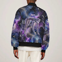Nut Egyptian Sleeve Zip Bomber Jacket She Who Bore the Gods Galactic Vessel Cosmic Goddess Star Map