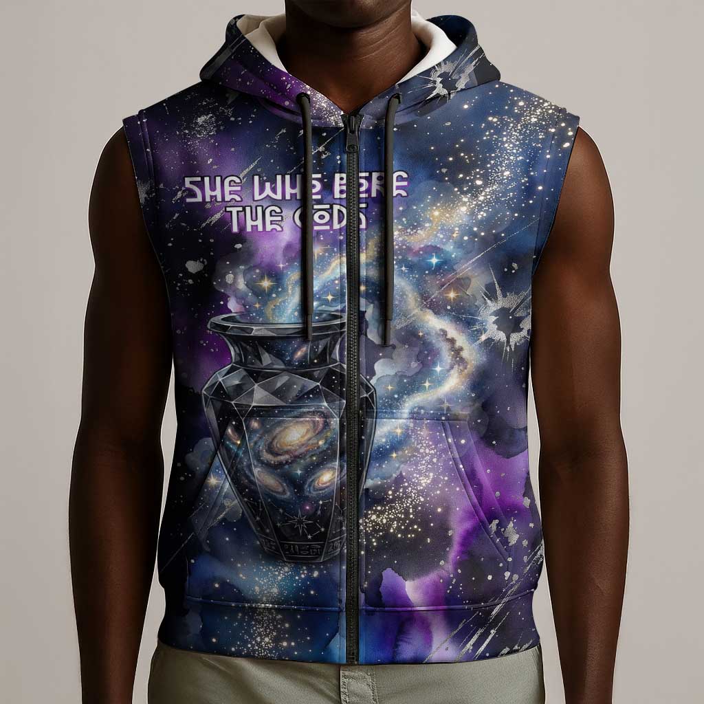 Nut Egyptian Sleeveless Zip Hoodie She Who Bore the Gods Galactic Vessel Cosmic Goddess Star Map