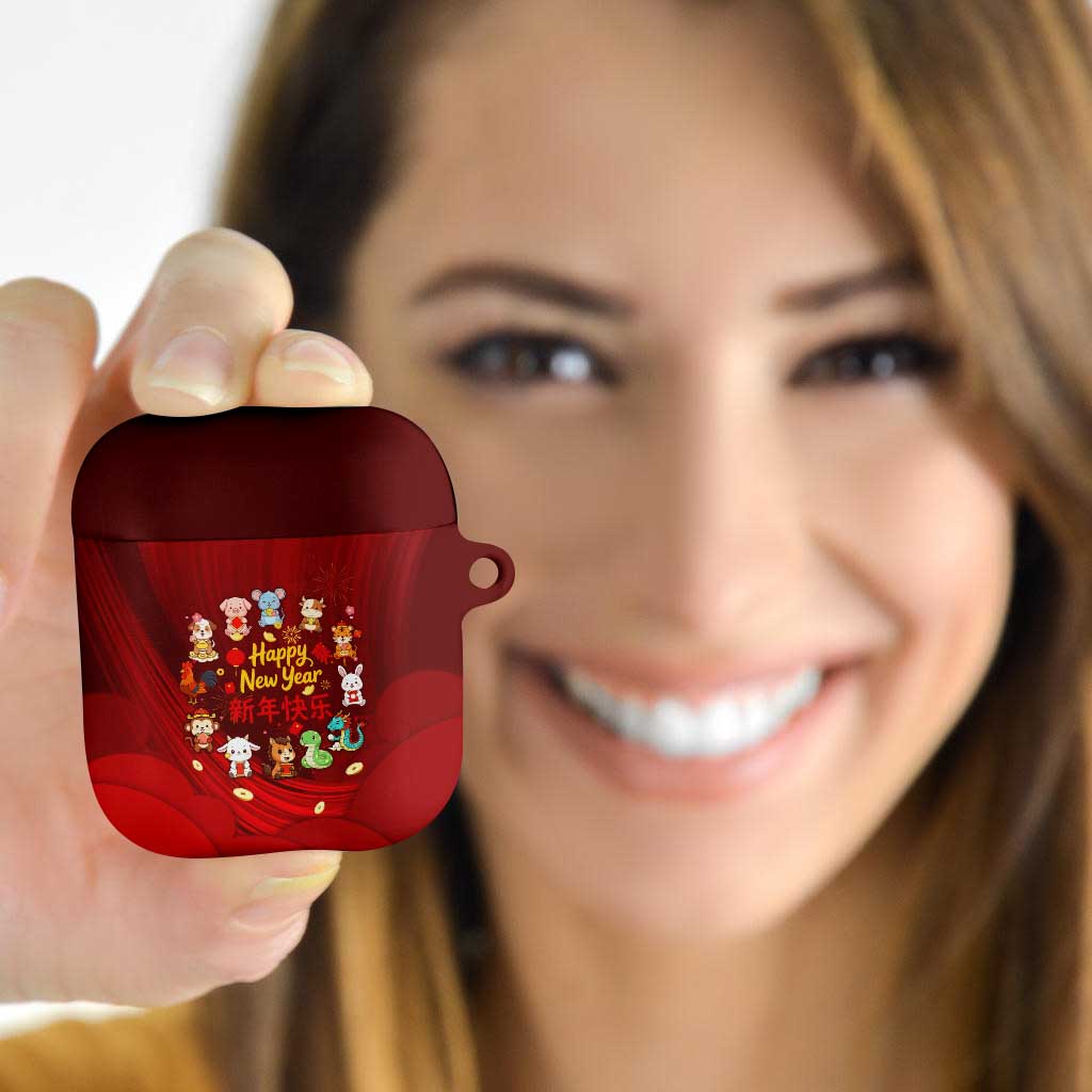 Chinese Zodiac Happy New Year AirPods Case Festive Cartoon Illustration Style
