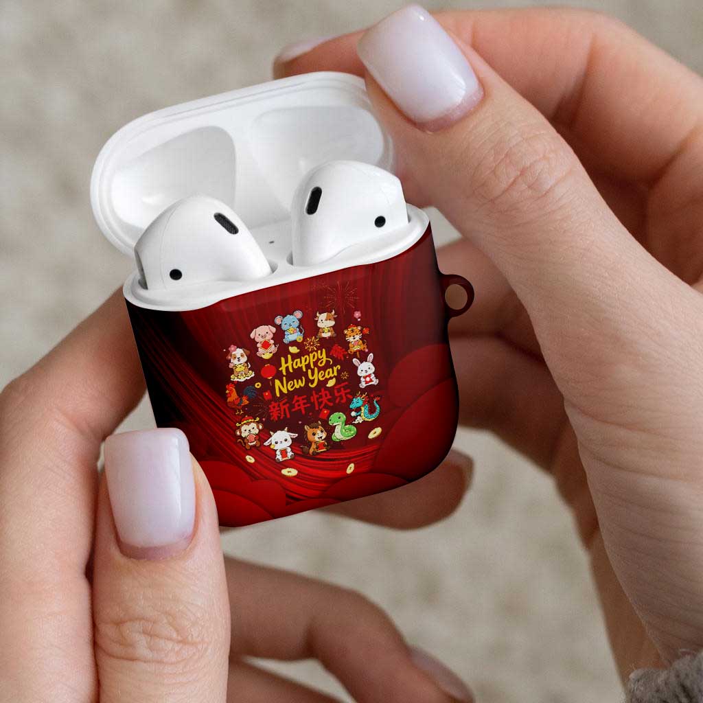 Chinese Zodiac Happy New Year AirPods Case Festive Cartoon Illustration Style