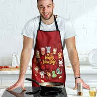 Chinese Zodiac Happy New Year Apron Festive Cartoon Illustration Style